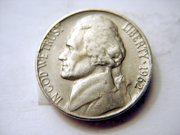 1962-Jefferson-Nickel,-Lamination-/-And-DDO-Or-MD---Monticello?